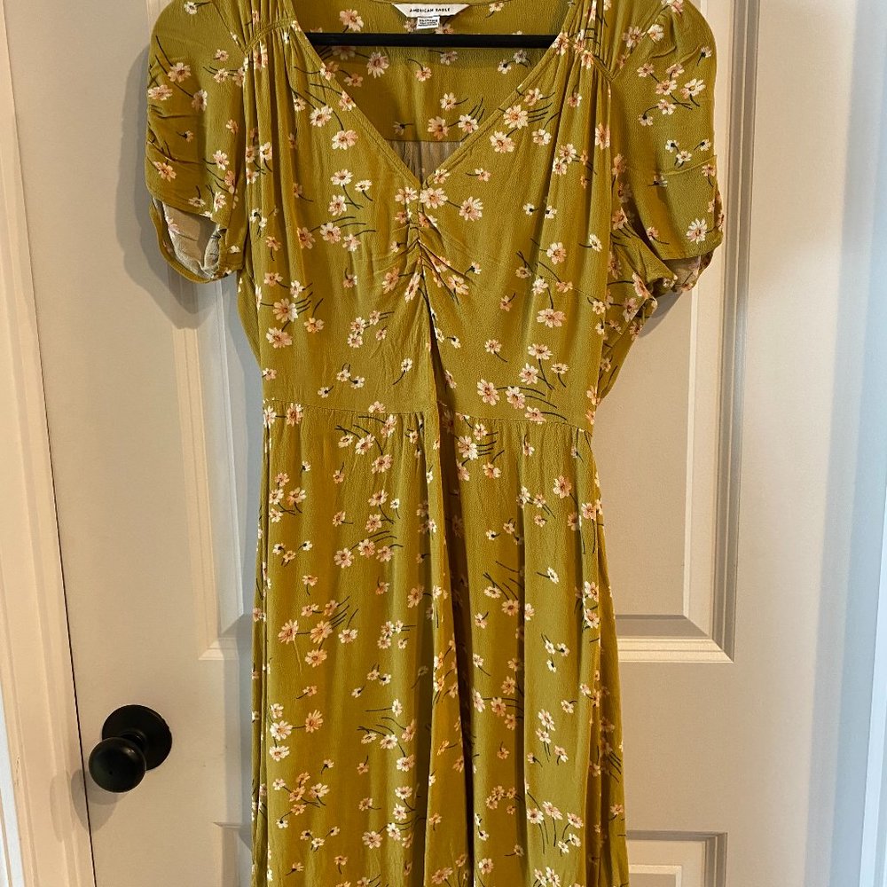 American Eagle | Green Dress with Flowers